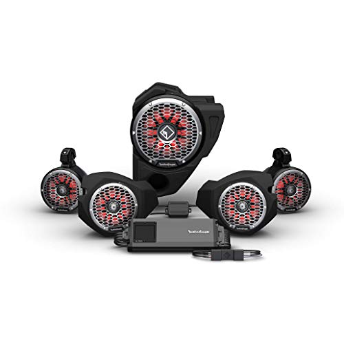Rockford Fosgate RZR14RC-STG5 Audio Kit: Ride Command 3-Way Interface, 1500-Watt Amp, M2 Color Optix Multicolor LED Lighted Front, Rear Speakers & Subwoofer for Select RZR Models (2014-2021) Rockford Fosgate RZR14RC-STG5 Audio Kit: Ride Command 3-Way Interface, 1500-Watt Amp, M2 Color Optix Multicolor LED Lighted Front, Rear Speakers & Subwoofer for Select RZR Models (2014-2021)